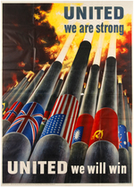 WORLD WAR II "UNITED WE ARE STRONG - UNITED WE WILL WIN" OVERSIZED VERSION POSTER.