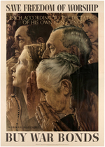 NORMAN ROCKWELL "SAVE FREEDOM OF WORSHIP" WAR BONDS POSTER.