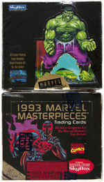 MARVEL COMICS "MASTERPIECES/FLAIR" TRADING CARDS FACTORY SEALED FULL DISPLAY BOXES.