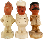 FRANKLIN D. ROOSEVELT, WINSTON CHURCHILL & JOSEF STALIN 1940s PLASTER FIGURINE SET.