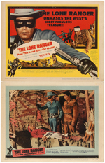 "THE LONE RANGER AND THE CITY OF GOLD LOBBY CARD LOT (INCLUDING PAIR OF CLAYTON MOORE SIGNED CARDS).