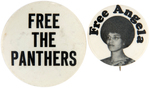 PAIR OF SCARCE CIVIL RIGHTS ERA BLACK PANTHER AND ANGELA DAVIS BUTTONS.