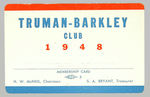 "TRUMAN-BARKLEY CLUB 1948" MEMBERS UNUSED CARD.