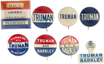 EIGHT TRUMAN  BUTTONS FROM THE DON & MILDRED WRIGHT COLLECTION.