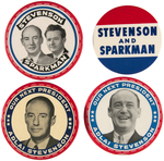 FOUR LARGE STEVENSON BUTTONS  FROM 1952 INCLUDING JUGATE.