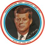 THREE LARGE JOHN F. KENNEDY BUTTONS.