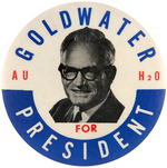 SCARCE GOLDWATER BUTTON WITH "AUH2O" IMPRINT.