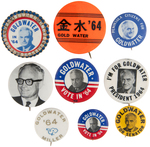 NINE UNCOMMON GOLDWATER BUTTONS.