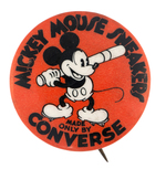 "MICKEY MOUSE SNEAKERS MADE ONLY BY CONVERSE" RARE 1934 BUTTON.