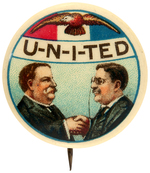 SUPERB EXAMPLE OF THE SCARCE AND POPULAR "U-N-I-TED" CARTOON BUTTON.