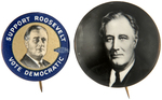 PAIR OF ROOSEVELT PORTRAIT BUTTONS HAKE #97 AND #2066.