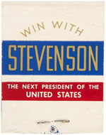 ADLAI STEVENSON CAMPAIGN ITEMS INCLUDING CHARM BRACLET, LAPEL BADGES AND MATCHBOOK.