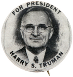 "FOR PRESIDENT HARRY S. TRUMAN" PORTRAIT BUTTON HAKE #2026.