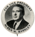 "FOR VICE PRESIDENT ALBEN W. BARKLEY" BUTTON HAKE #50.