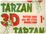 “3D TARZAN PICTURE CARD” TOPPS GUM CARD NEAR FULL DISPLAY BOX.