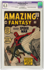 "AMAZING FANTASY" #15 AUGUST 1962 CGC RESTORED APPARENT 4.5 SLIGHT (A) VG+ (FIRST SPIDER-MAN).