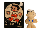 "SCRAPPY" FIGURAL SOAP & "SCRAPPY GIANT HEXAGON CRAYONS" BOXED PAIR.