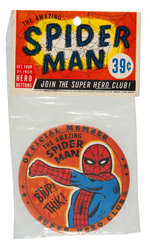 "THE AMAZING SPIDER-MAN - OFFICIAL MEMBER SUPERHERO CLUB" BAGGED BUTTON.