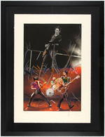 ROLLING STONES - RONNIE WOOD SIGNED & FRAMED "TWANG" LITHOGRAPH.