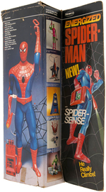 REMCO ENERGIZED SPIDER-MAN FIGURE AND COPTER IN BOXES.