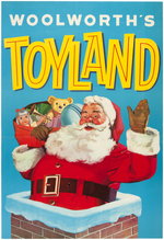 "WOOLWORTH'S TOYLAND" DOUBLE-SIDED 1950s CHRISTMAS POSTER PAIR.