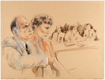 GROUP OF SIX ORIGINAL ART SKETCHES FROM TRIAL OF JOHN HINKLEY JR. REAGAN'S ATTEMPTED ASSASSIN.