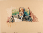 GROUP OF SIX ORIGINAL ART SKETCHES FROM TRIAL OF JOHN HINKLEY JR. REAGAN'S ATTEMPTED ASSASSIN.