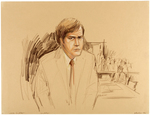 GROUP OF SIX ORIGINAL ART SKETCHES FROM TRIAL OF JOHN HINKLEY JR. REAGAN'S ATTEMPTED ASSASSIN.