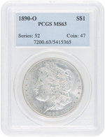 LOT OF TWO $1 MORGAN SILVER DOLLARS PCGS GRADED.