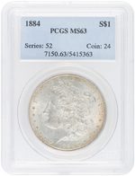 LOT OF TWO $1 MORGAN SILVER DOLLARS PCGS GRADED.