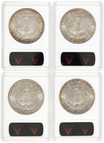 LOT OF FOUR $1 MORGAN SILVER DOLLARS 1899-O ANACS GRADED.