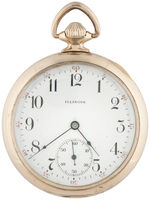 ILLINOIS WATCH CO. SANGAMO SPECIAL 23 JEWELS YELLOW GOLD-FILLED OPEN FACE POCKET WATCH.