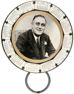 BEAUTIFUL 3.5" 1937 CALENDAR MIRROR WITH REAL PHOTO IMAGE OF ROOSEVELT.