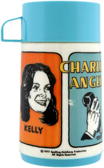 "CHARLIES ANGELS" UNUSED METAL LUNCHBOX WITH THERMOS.