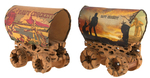 DAVY CROCKETT COVERED WAGON LAMP PAIR.