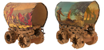 DAVY CROCKETT COVERED WAGON LAMP PAIR.