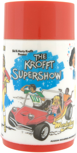 "THE KROFFT SUPER SHOW" UNUSED METAL LUNCH BOX WITH THERMOS.