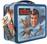 "THE SIX MILLION DOLLAR MAN" UNUSED METAL LUNCHBOX WITH THERMOS.