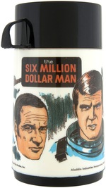 "THE SIX MILLION DOLLAR MAN" UNUSED METAL LUNCHBOX WITH THERMOS.