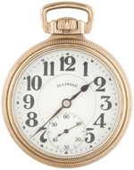 ILLINOIS WATCH CO. BUNN SPECIAL 21 JEWELS YELLOW GOLD-FILLED OPEN FACE POCKET WATCH.