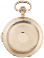 LE PHARE QUARTER HOUR MINUTE REPEATER POCKET WATCH IN 18KT GOLD HUNTING CASE.