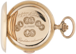 LE PHARE QUARTER HOUR MINUTE REPEATER POCKET WATCH IN 18KT GOLD HUNTING CASE.