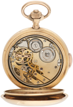 LE PHARE QUARTER HOUR MINUTE REPEATER POCKET WATCH IN 18KT GOLD HUNTING CASE.