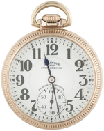 ILLINOIS WATCH CO. BUNN SPECIAL 23 JEWELS YELLOW GOLD-FILLED OPEN FACE POCKET WATCH.