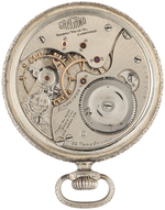 ILLINOIS WATCH CO. SANGAMO 21 RUBY JEWELS WHITE METAL OPEN FACE POCKET WATCH.