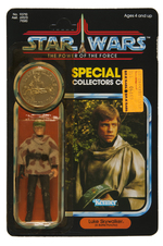 "STAR WARS - THE POWER OF THE FORCE" LUKE SKYWALKER IN BATTLE PONCHO CARDED ACTION FIGURE.