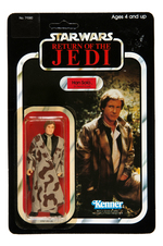 "STAR WARS - RETURN OF THE JEDI" HAN TRENCHCOAT/LEIA PONCHO/REBEL COMMANDO FIGURE TRIO.