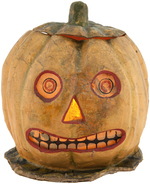 LARGE & IMPRESSIVE HALLOWEEN JACK O'LANTERN PUMPKIN PAPIER-MACHE LANTERN.