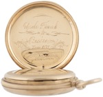 SWISS 14K GOLD 15 JEWELS HUNTING CASE POCKET WATCH.