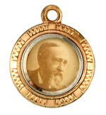 HARRISON AND MORTON REAL PHOTOS UNDER GLASS ON WATCH CHAIN CHARM.